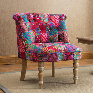 欧式复古单人沙发皮布艺时尚小户型书房卧室电脑椅服装店会所沙发