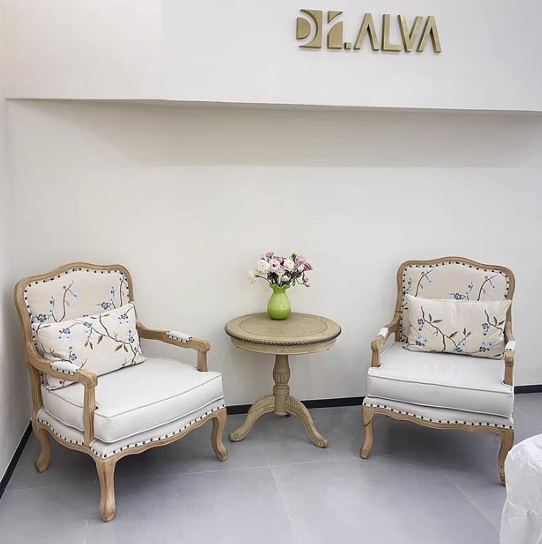 美式复古实木沙发单人乡村客厅卧室休闲布艺小户型皮布高背老虎椅