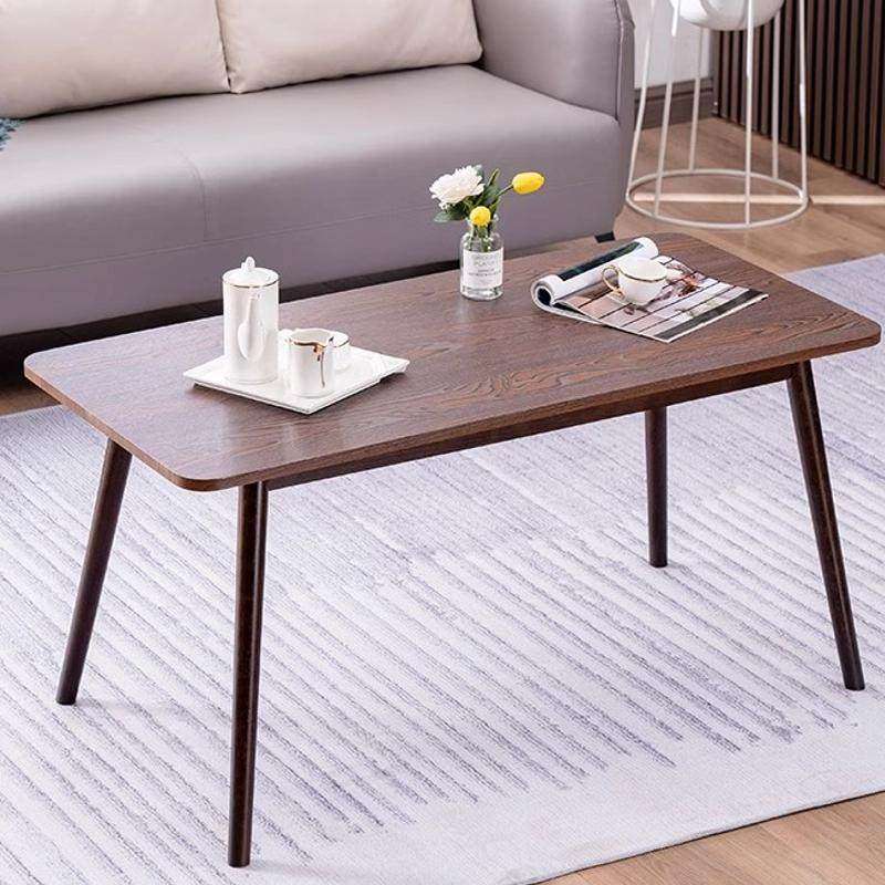 实木桌子高茶几客厅简易茶桌家用小户型咖啡桌高款矮桌原木胡桃色