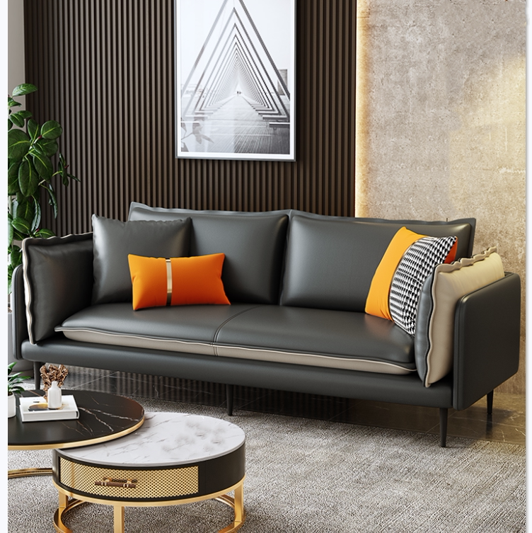 意式轻奢科技布沙发客厅现代简约北欧免拆洗三人位公寓超纤皮沙发