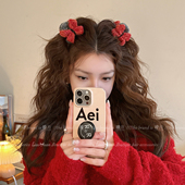 甜美减龄毛线蝴蝶结迷你抓夹女前额刘海碎发夹高级感可爱新年发饰