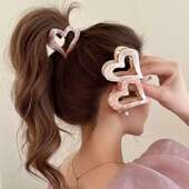 高级感半扎发发夹女后脑勺高马尾抓夹2025新款 小号爱心鲨鱼夹头饰
