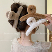 超大15cm发抓夹女2025新款 发量多鲨鱼夹秋冬毛毛绒发夹后脑勺发卡