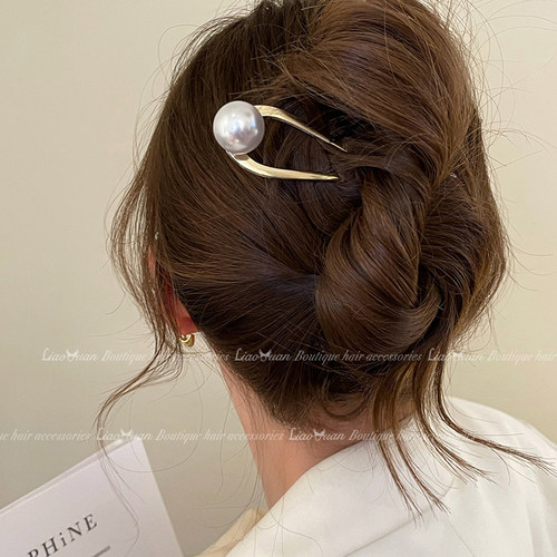 新中式优雅珍珠发簪丸子头发饰