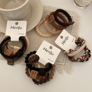 简约高弹发圈 加粗耐用橡皮筋女扎头绳2025年新款 咖啡奶昔 多个装
