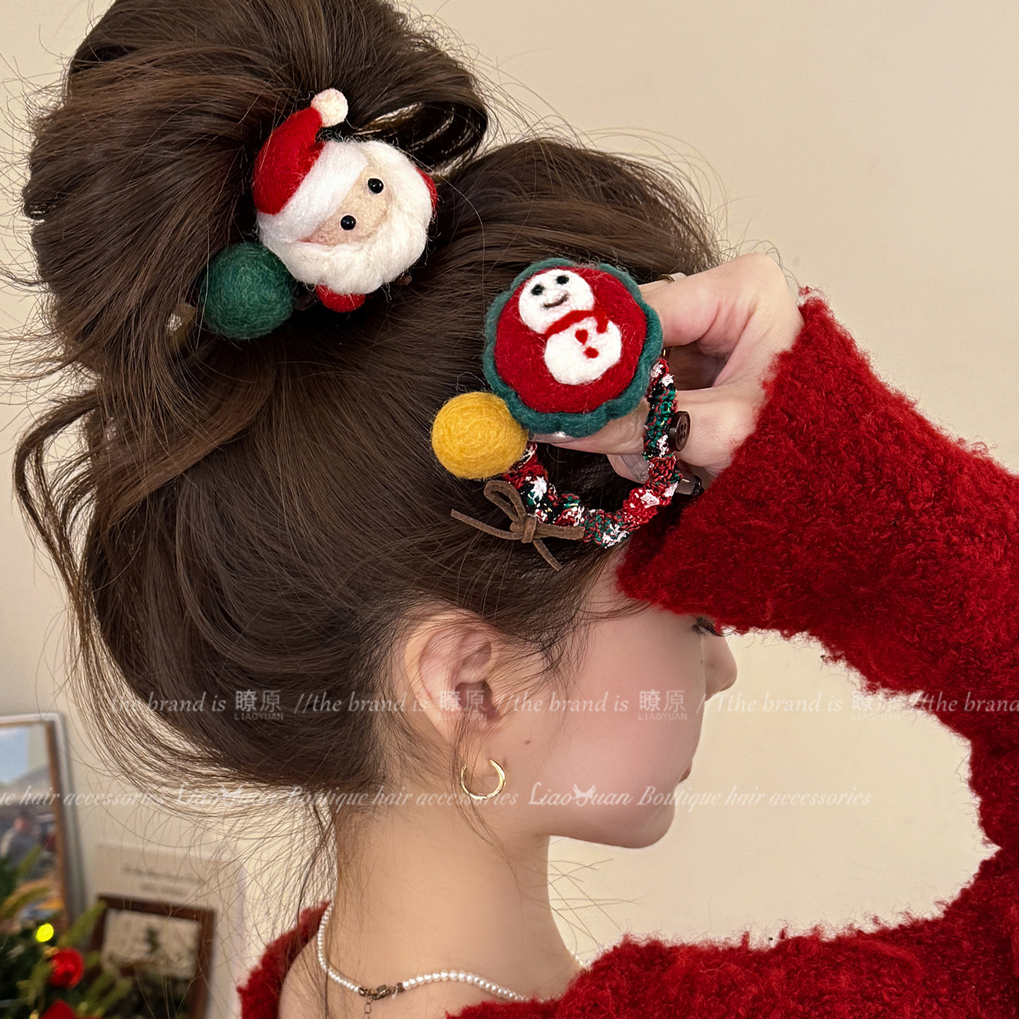 可爱圣诞节手工毛毡发圈女款氛围感扎头发橡皮筋2025新款发绳高弹,饰品/流行首饰/时尚饰品新,发饰,淘宝优惠券,粉丝福利购,淘宝优惠卷