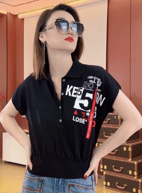 2025新款休闲KM30035时尚T恤翻领针织冰丝上衣