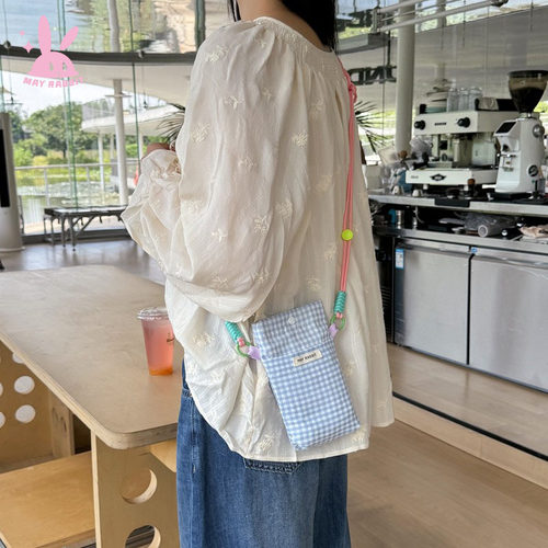 时尚格子可调节手机斜挎包