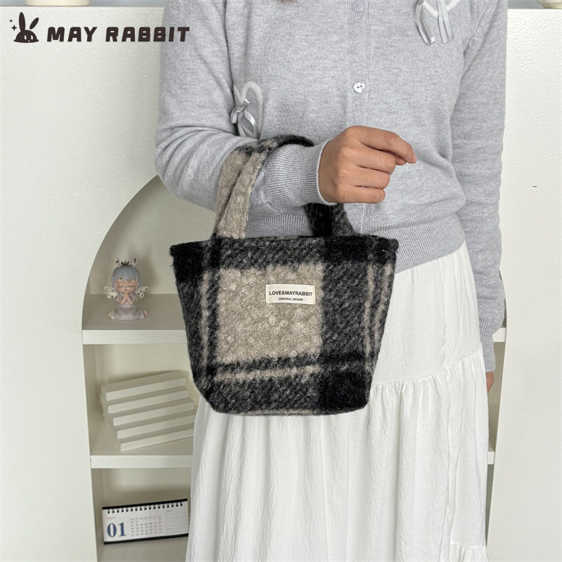 MAYRABBIT秋冬新款羊圈绒手提包