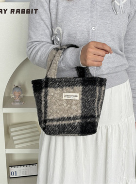 MAYRABBIT 秋冬新款羊圈绒手提包韩系百搭通勤包便携大容量手拎包