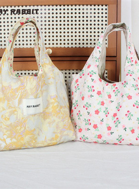 MAYRABBIT 新款韩系甜美印花手提包ins风大容量托特包手拎小包女