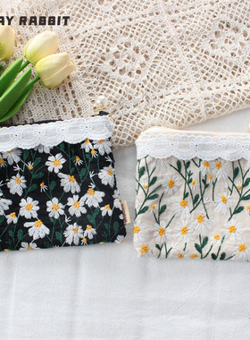 MAYRABBIT 韩系小雏菊精致零钱包便携多功能小方包迷你收纳包布包