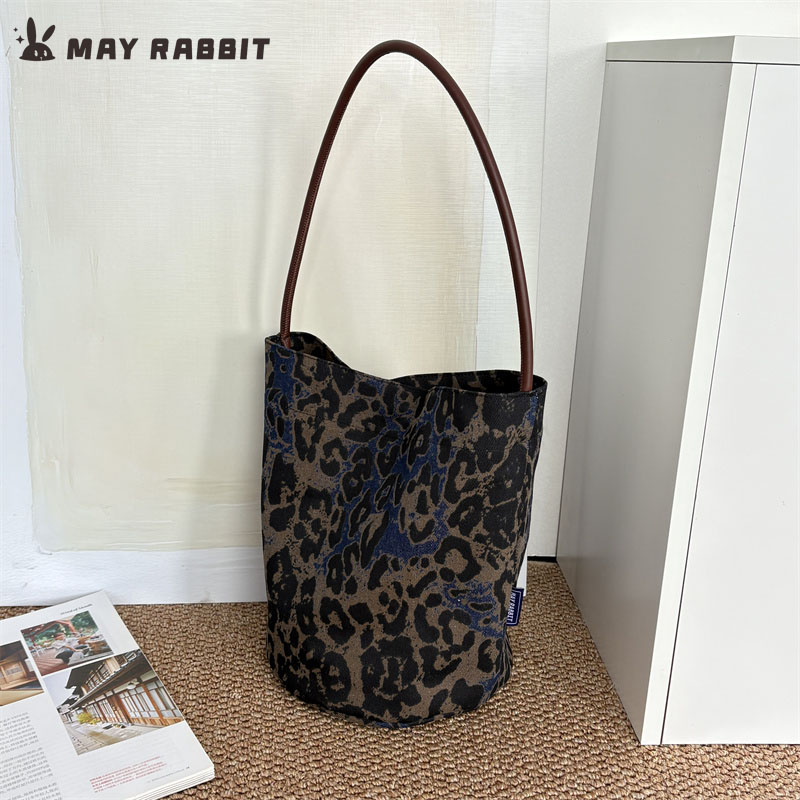 MAYRABBIT秋冬复古蓝豹纹水桶包