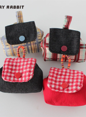 MAYRABBIT 新款迷你格子零钱包可爱挂件耳机包迷你杂物首饰收纳包