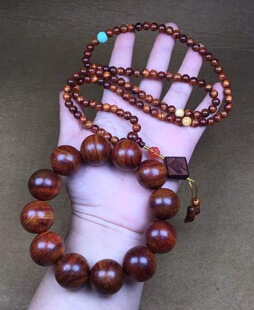 正宗海南黄花梨手串情侣款男女款108颗海黄老料紫油梨新料佛珠