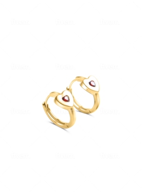 LuvLoops原创设计无畏之心爱心天然石榴石银镶嵌耳扣耳环英国小众