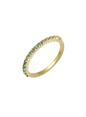 银镀金蓝色托帕石戒指原创设计