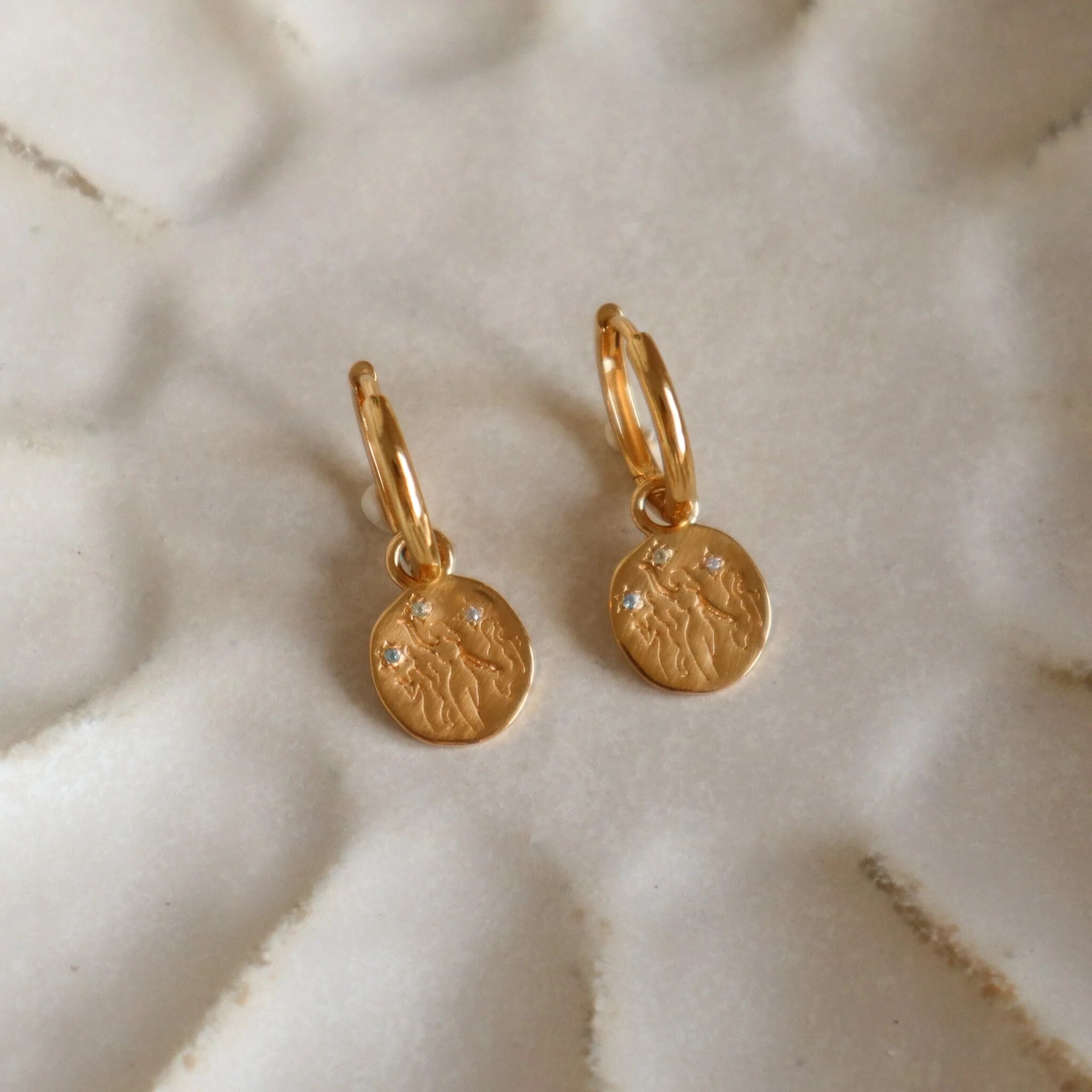 LuvLoops原创设计TheNorns北欧女神耳环纯银镀金镶嵌金色英国小众