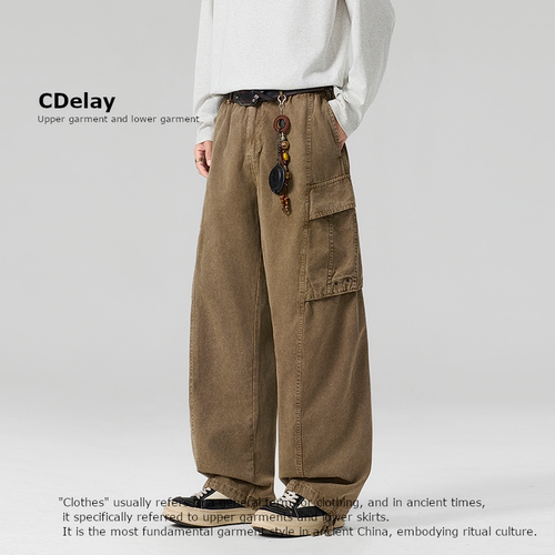 CDelay美式弯刀休闲宽松直筒长裤