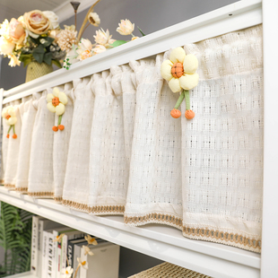 独家原创置物架柜子遮挡帘侘寂风半帘棉麻风日式厨房窗帘防尘短帘