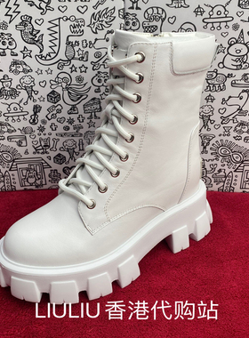 26年春秋白色新款内增高9cm牛皮厚底系带短筒马丁靴女鞋YF733ZJB