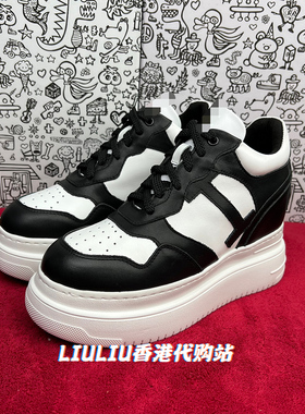 蔡卓妍同款2025新款黑白拼色9cm厚底内增高运动小白鞋女YF283IOA