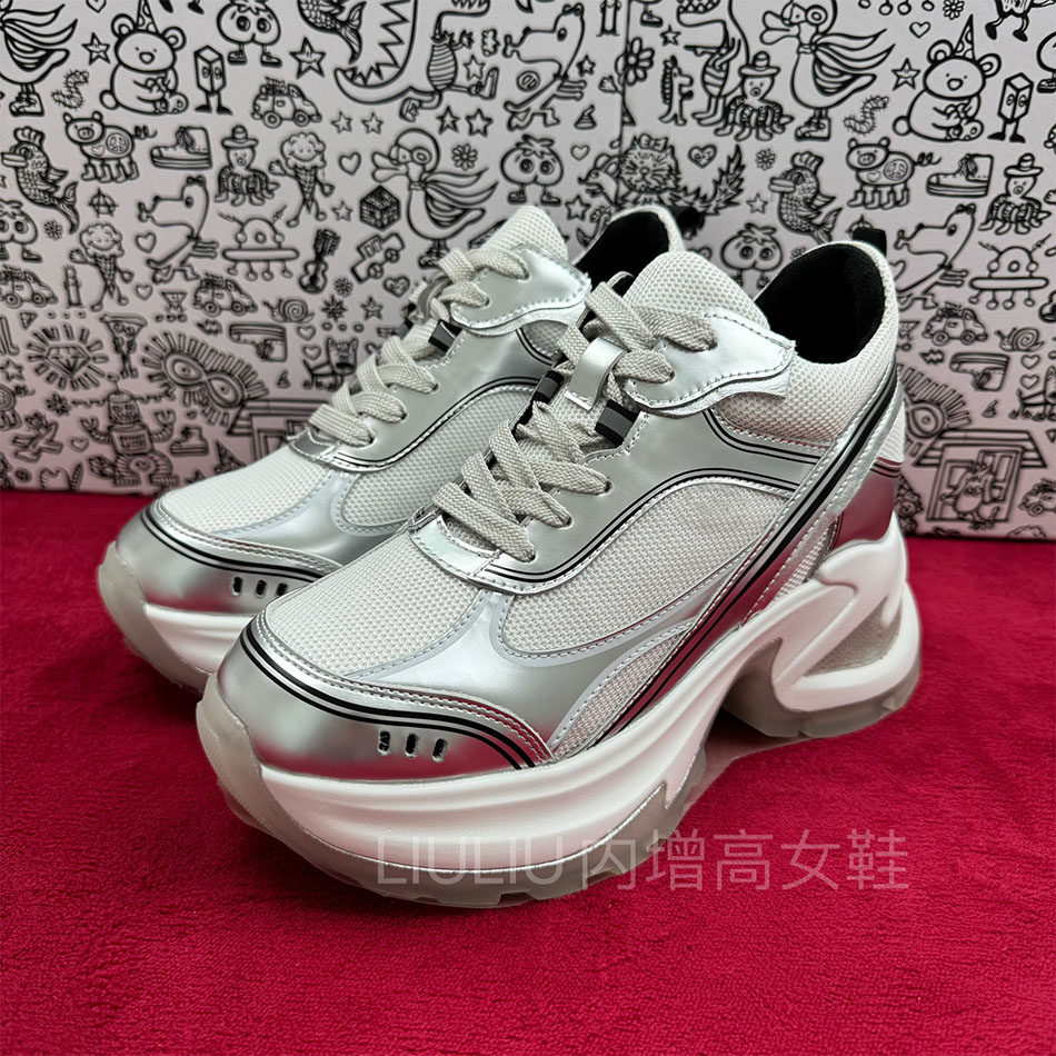 明星同款白色内增高8.5cm女鞋