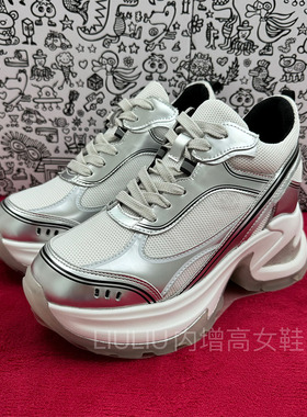 2024春夏新品厚底隐形内增高8.5CM网面透气白色老爹女鞋YF682UDA