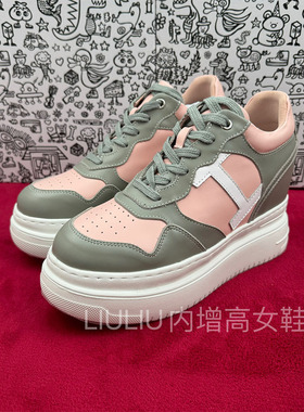 2025新款粉色拼色9cm超轻厚底内增高运动休闲小白鞋女鞋YF283IOA