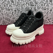 女466QNA 黑色星星百搭休闲鞋 隐形内增高8.5CM 厚底拼接超轻款