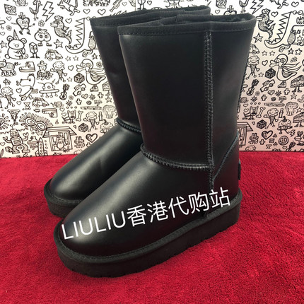 2025年新款加绒防水加厚黑色真皮7cm 9cm隐形内增高女中筒雪地靴