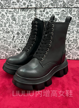黑色内增高马丁靴10CM女鞋