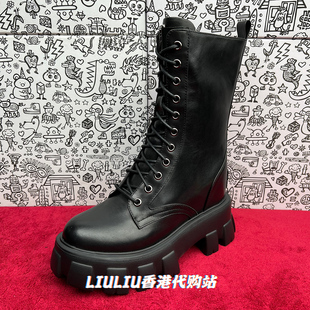 2025年新款 头层牛皮长筒女靴超轻11cm厚底内增高马丁靴女 专柜正品