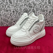 2024年春新款 YF261EEG3 女小白鞋 真皮超轻款 8cm厚底内增高休闲板鞋