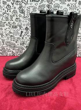 内增高9.5CM黑色一脚蹬切尔西靴