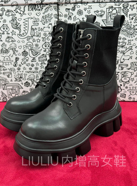 2026年秋季新品厚底隐形内增高10CM真皮拼接显瘦马丁靴女YF958EXS