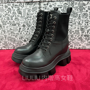 2026年秋季新品厚底隐形内增高10CM真皮拼接显瘦马丁靴女YF958EXS