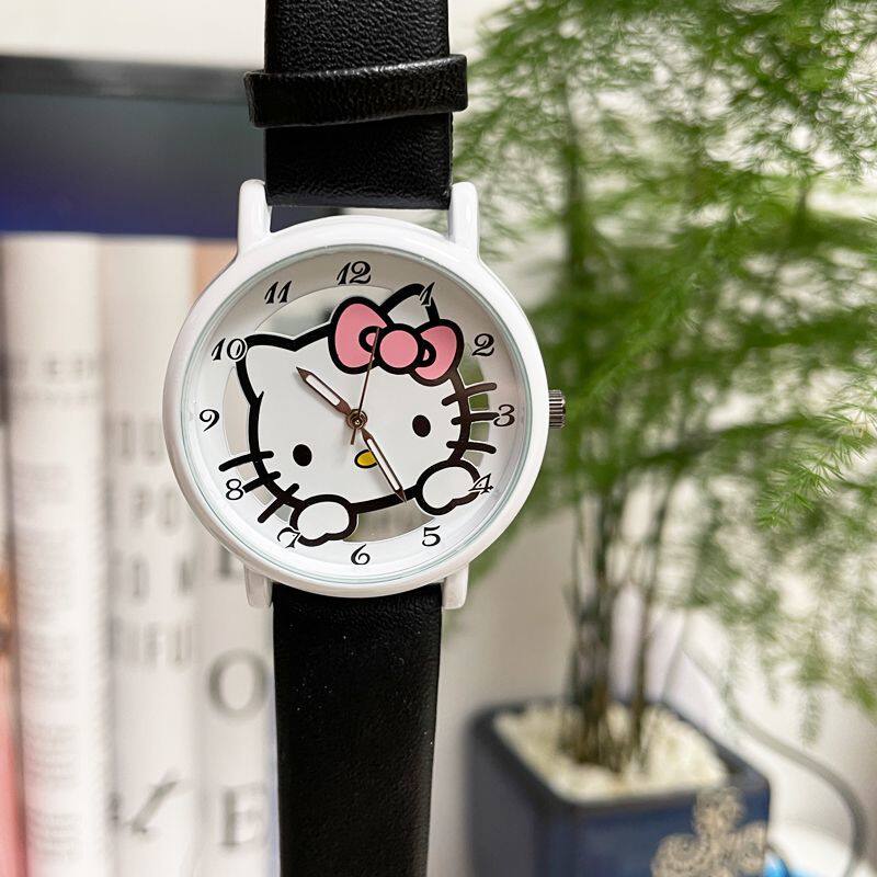 小众Hello Kitty卡通手表初高中学生表可爱夜光皮带表ins风高颜值