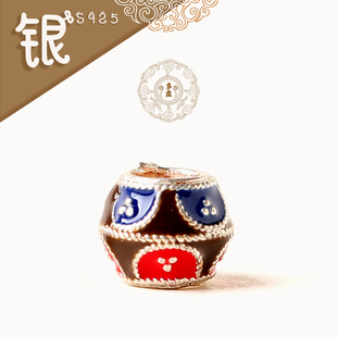 景泰蓝S925银饰纯银配饰顶珠圆珠手串手链配件 15号/8mm/约0.8g