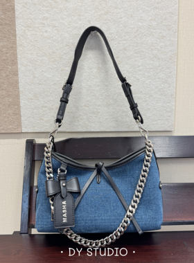DY2025玛莎MASHA5新款牛仔链条个性时尚托特包单肩斜挎包女包