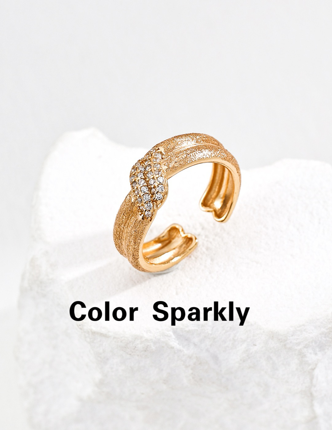 复古磨砂锆石戒指女轻奢高级感