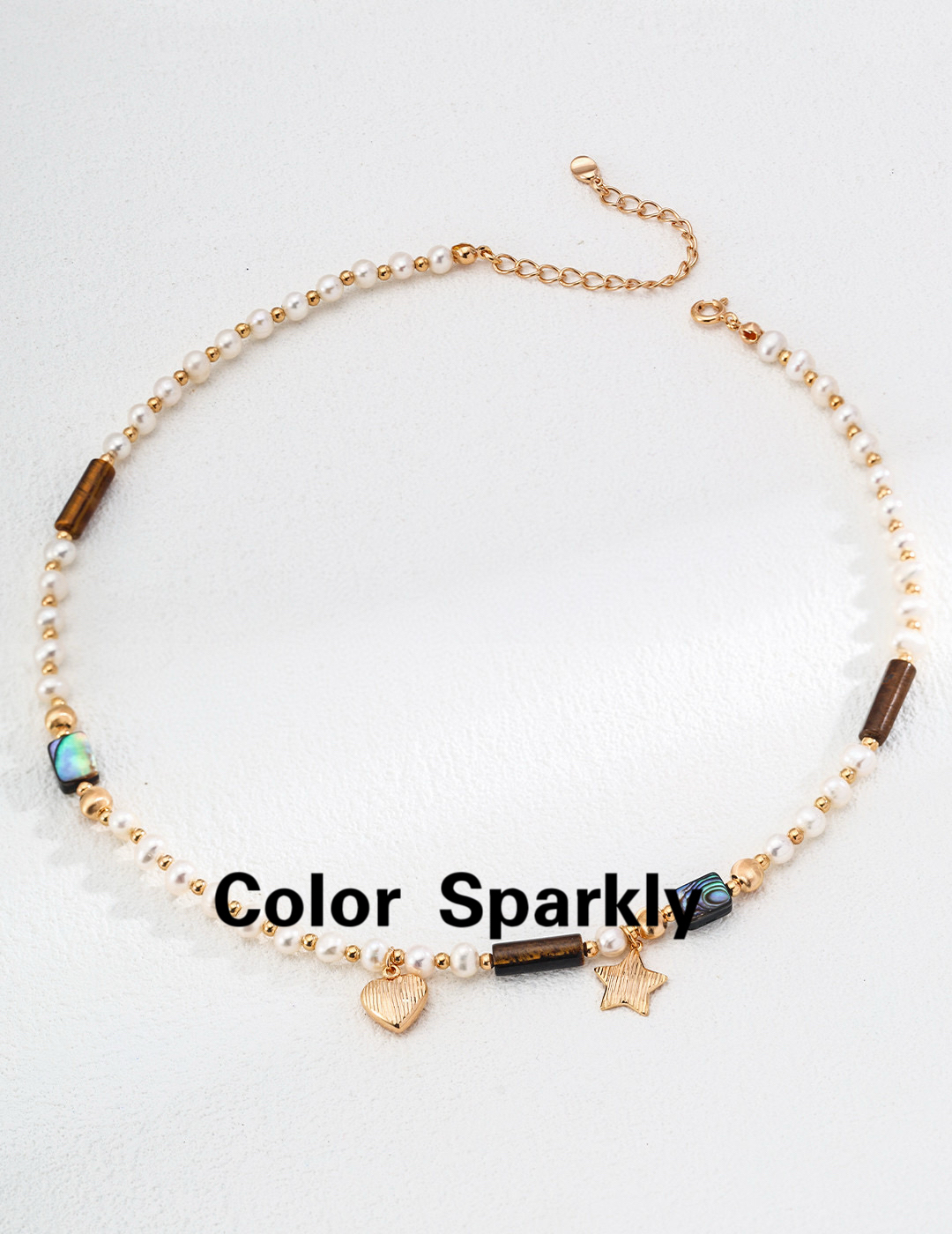 天然珍珠虎眼石串珠项链