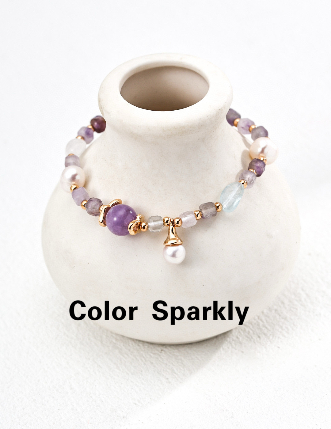 天然珍珠紫水晶串珠手链