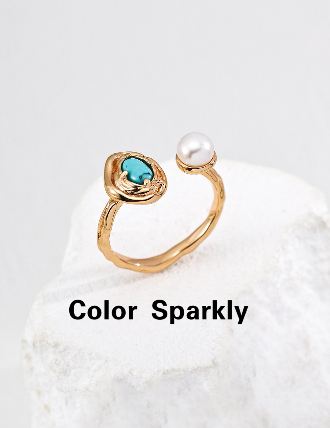 925银镀金绿松石轻奢百搭女戒