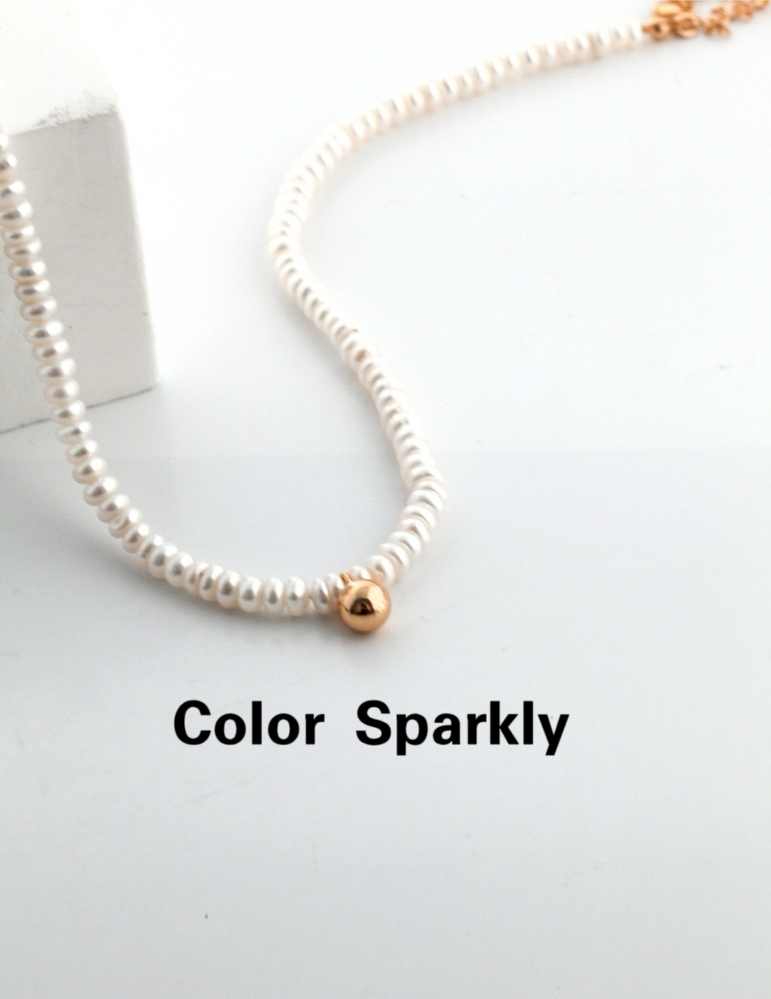 Color Sparkly 小众轻奢设计S925银金豆项链锁骨链简约百搭颈链