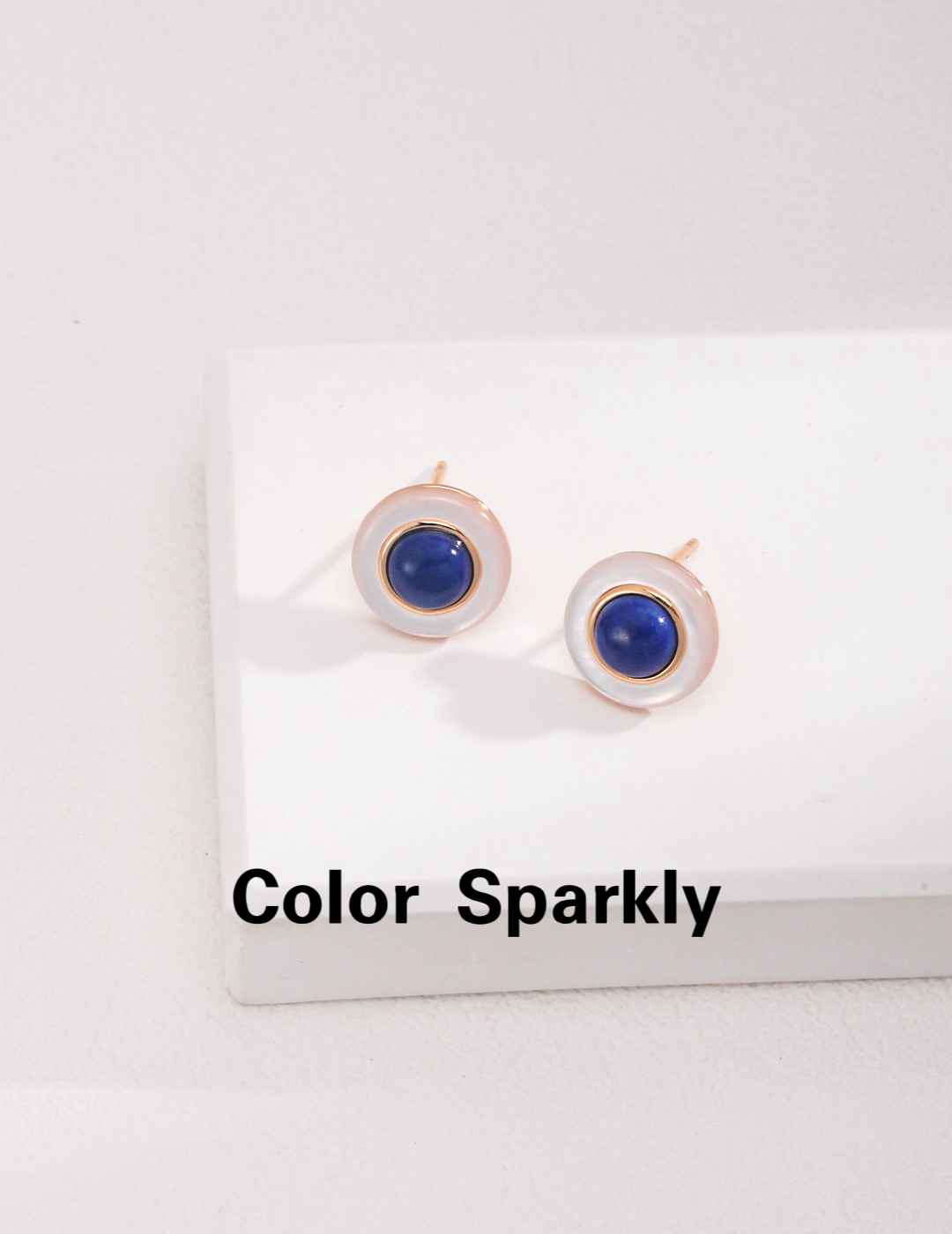 Color Sparkly 小众轻奢设计小巧精致复古纯银青金石耳钉百搭耳环