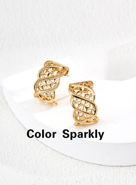 Color Sparkly 925银镀金镂空耳环女轻奢高级感气质百搭耳饰