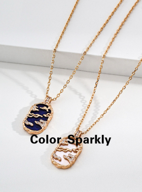 Color Sparkly 925银镀金青金石简约设计锆石项链女高级感项链