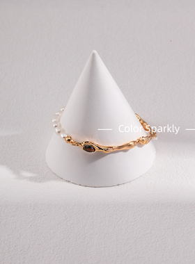 Color sparkly 轻奢复古美拉德S925纯银天然珍珠虎眼石女款手链