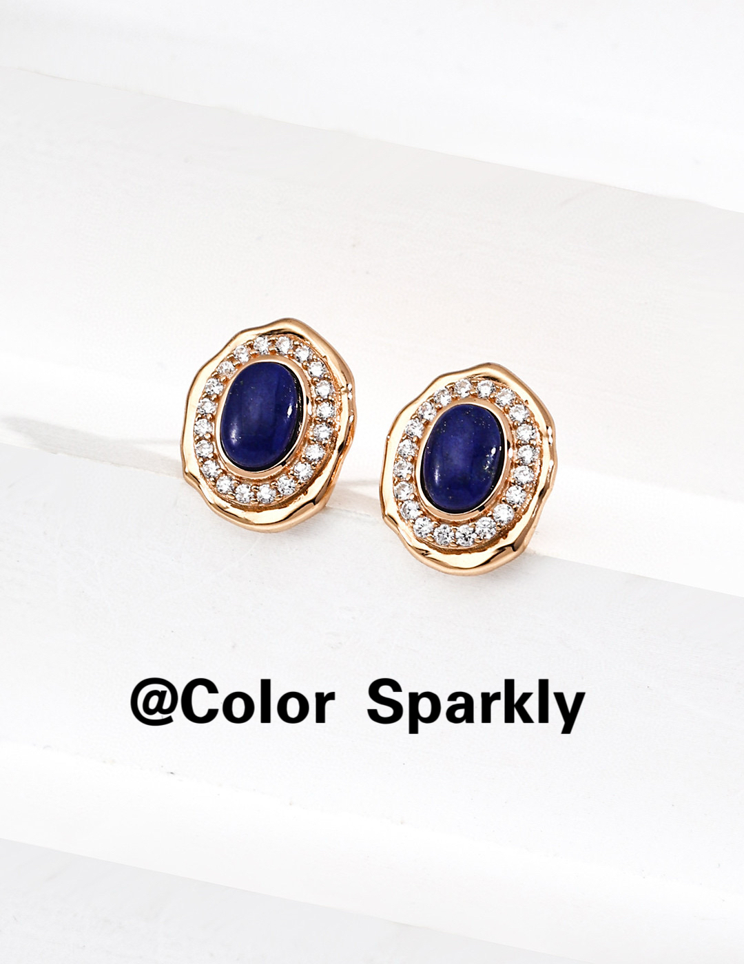 小众设计925银镀金青金石耳钉